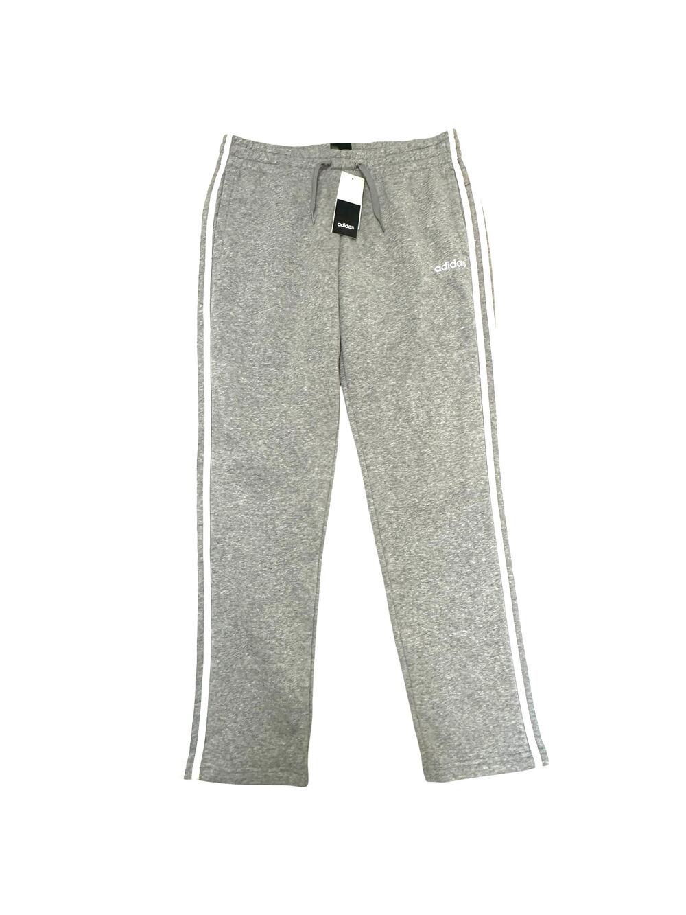 Adidas Essentials 3-Stripes Fleece Open Hem Pants Women's M Gray Heather NWT